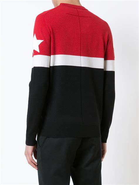 givenchy red stars patch sweater|givenchy hoodie for men.